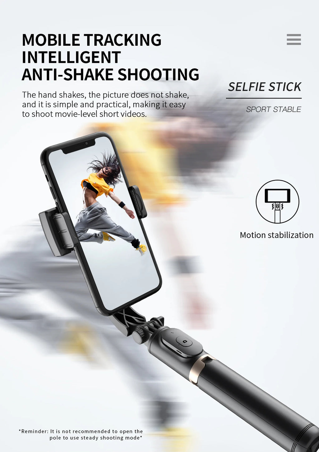 Handheld Gimbal Smartphone Bluetooth Handheld Stabilizer with Tripod Selfie Stick Folding Gimbal for Smartphone Xiaomi iPhone