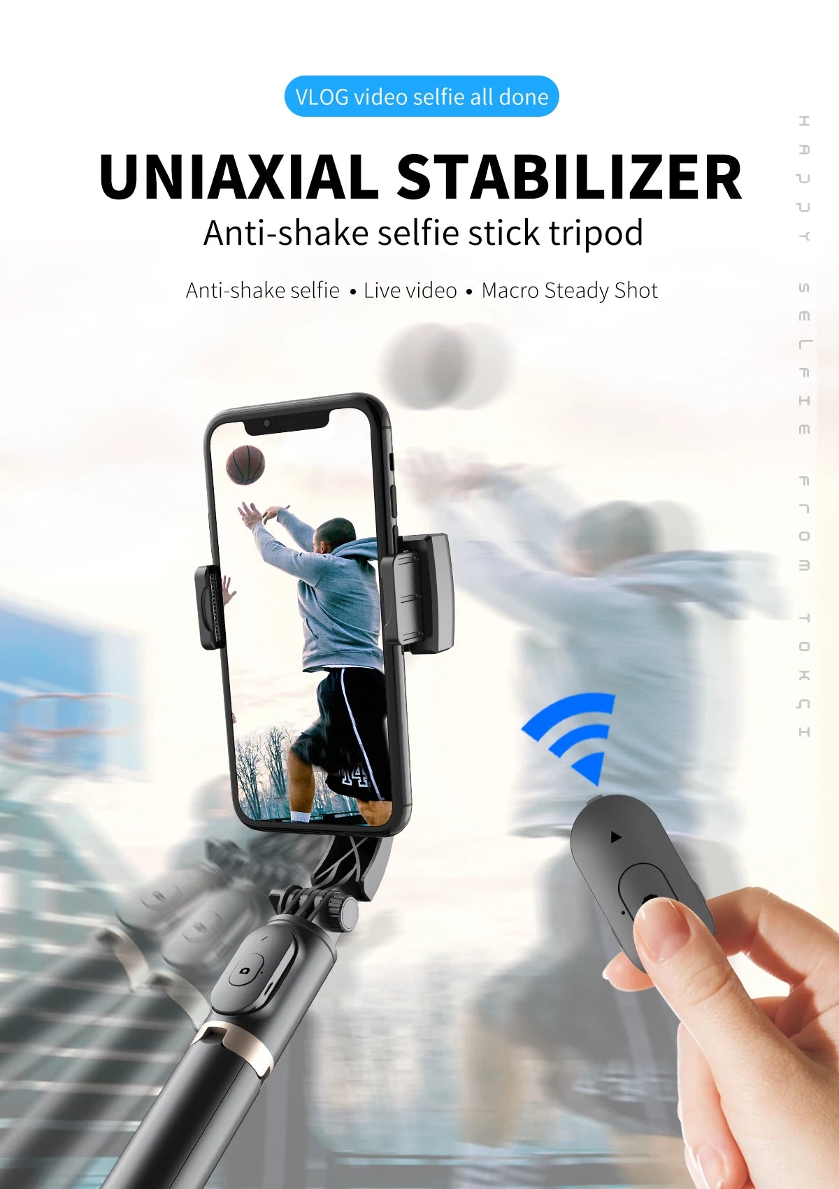 Handheld Gimbal Smartphone Bluetooth Handheld Stabilizer with Tripod Selfie Stick Folding Gimbal for Smartphone Xiaomi iPhone