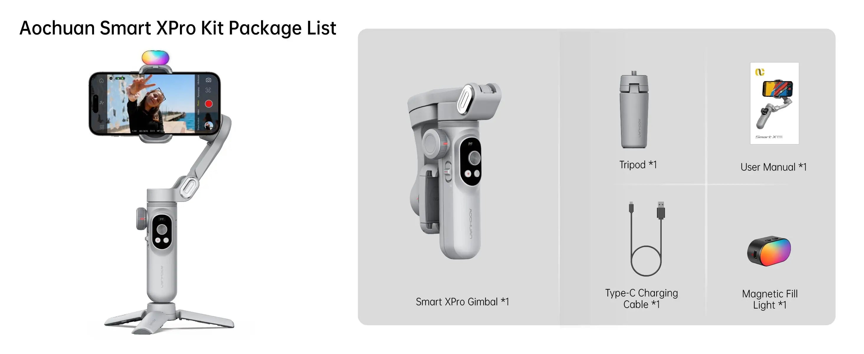 AOCHUAN Smart Xpro SmartPhone Gimbal Stabilizer Professional 3-axis stabilizer For iPhone and android Smartphone Handheld Gimbal