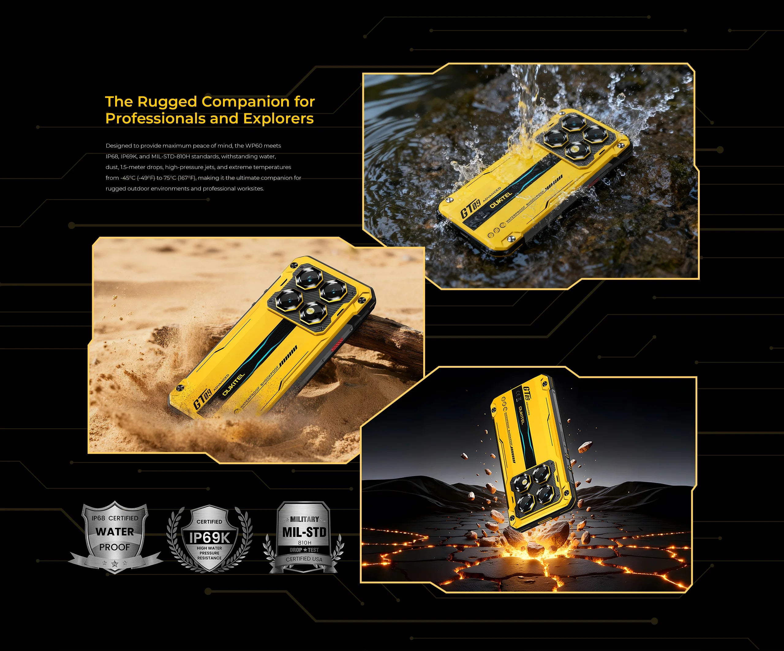 OUKITEL WP60 5G NFC Smartphone 10000mAh 48GB(16+32) +512GB, MTK 7025 Android 15 Rugged Phone, 108MP Camera, 120Hz