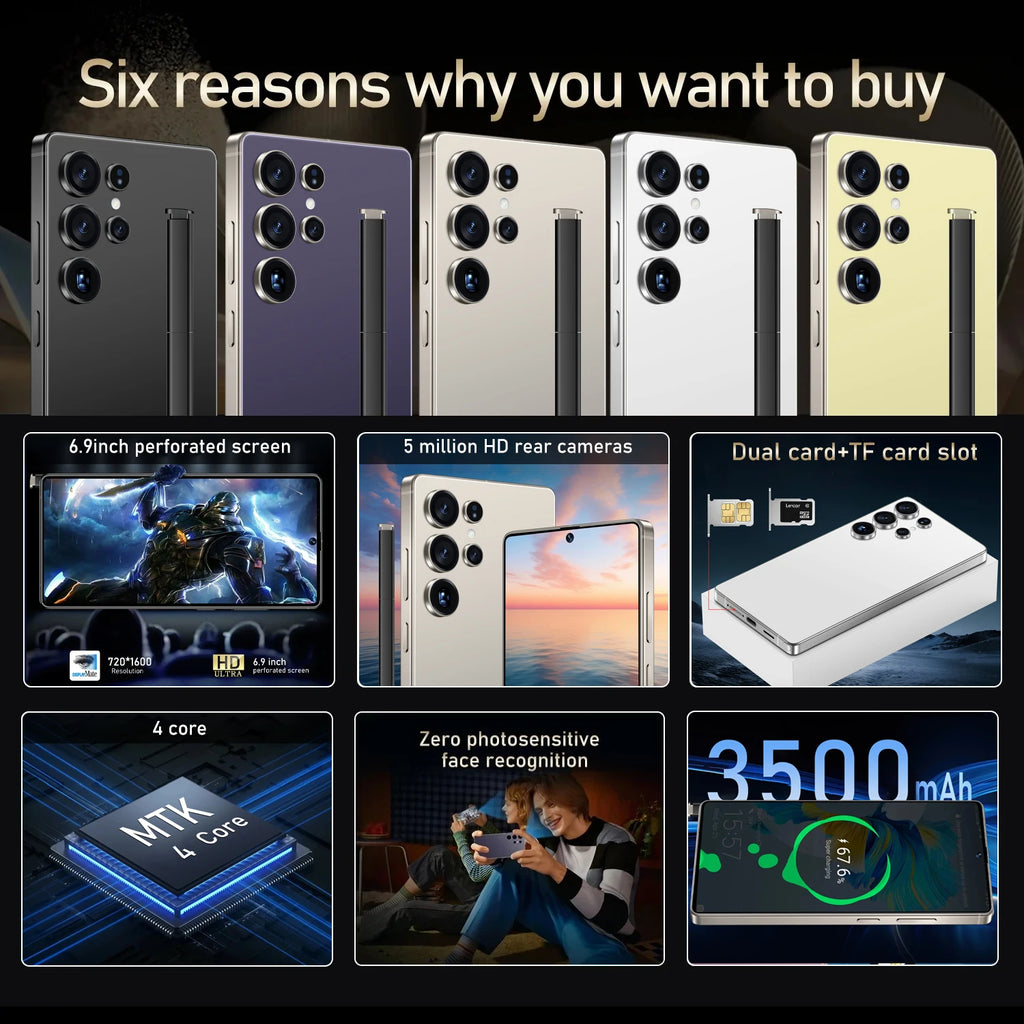 IVMI Global Vision XS25 Ultra Smartphone Android 3GB RAM 16GB ROM 6.9 Inch Dual SIM 4G Network 2+5MP Mobile Phones