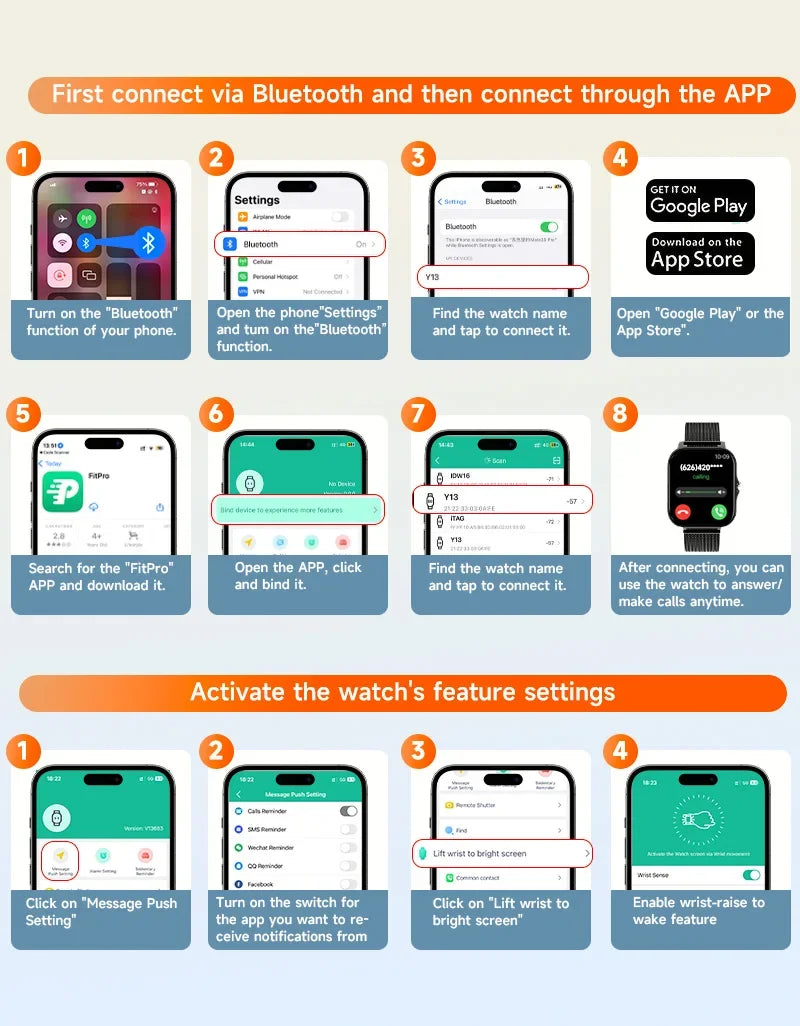 Smart watch for android phone.1.44 inch color screen full touch bluetooth call smart watch magnetic charging