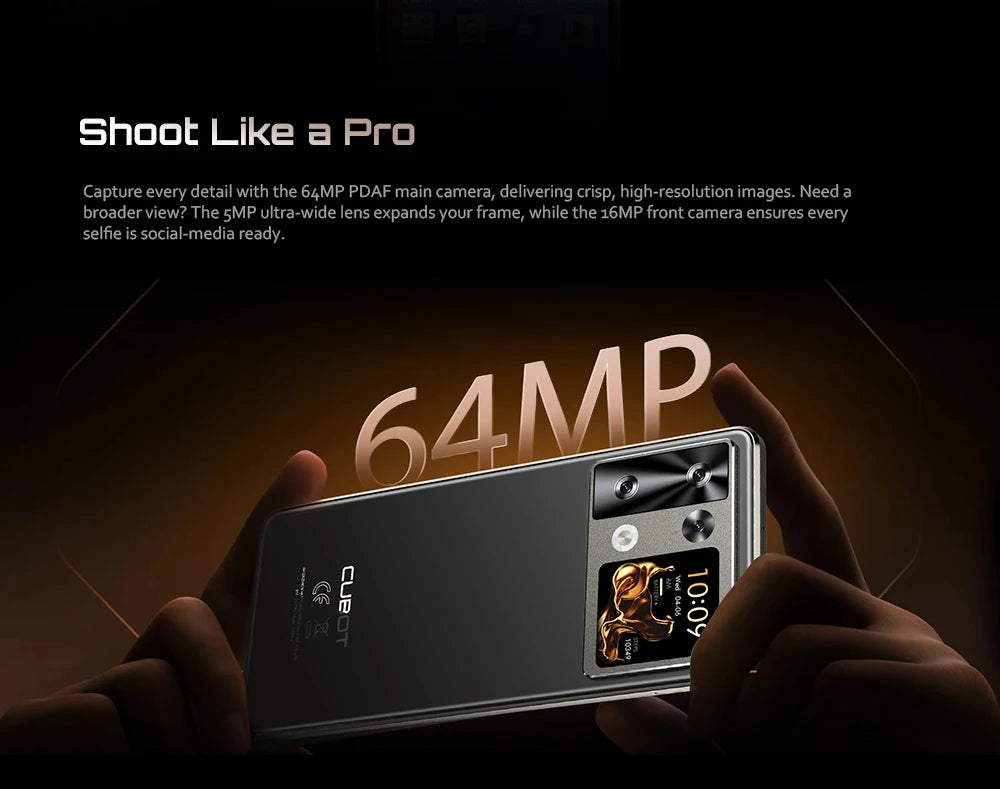 Cubot Android Smartphone P90, G100 Octa-core, 2.2GHz, Dual Speakers, 24GB+256GB, 6.88" 120Hz Screen, 64MP, 5100mAh,NFC, 4G Phone