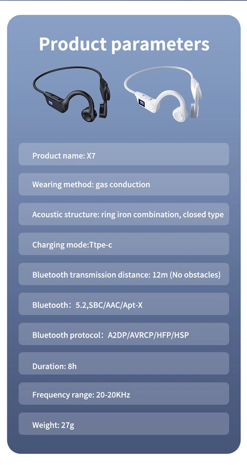 Wireless Earphone Bone Conduction Sport Swimming Bluetooth Compatible Headphone Hand-free With Mic For Running X7 Earbuds