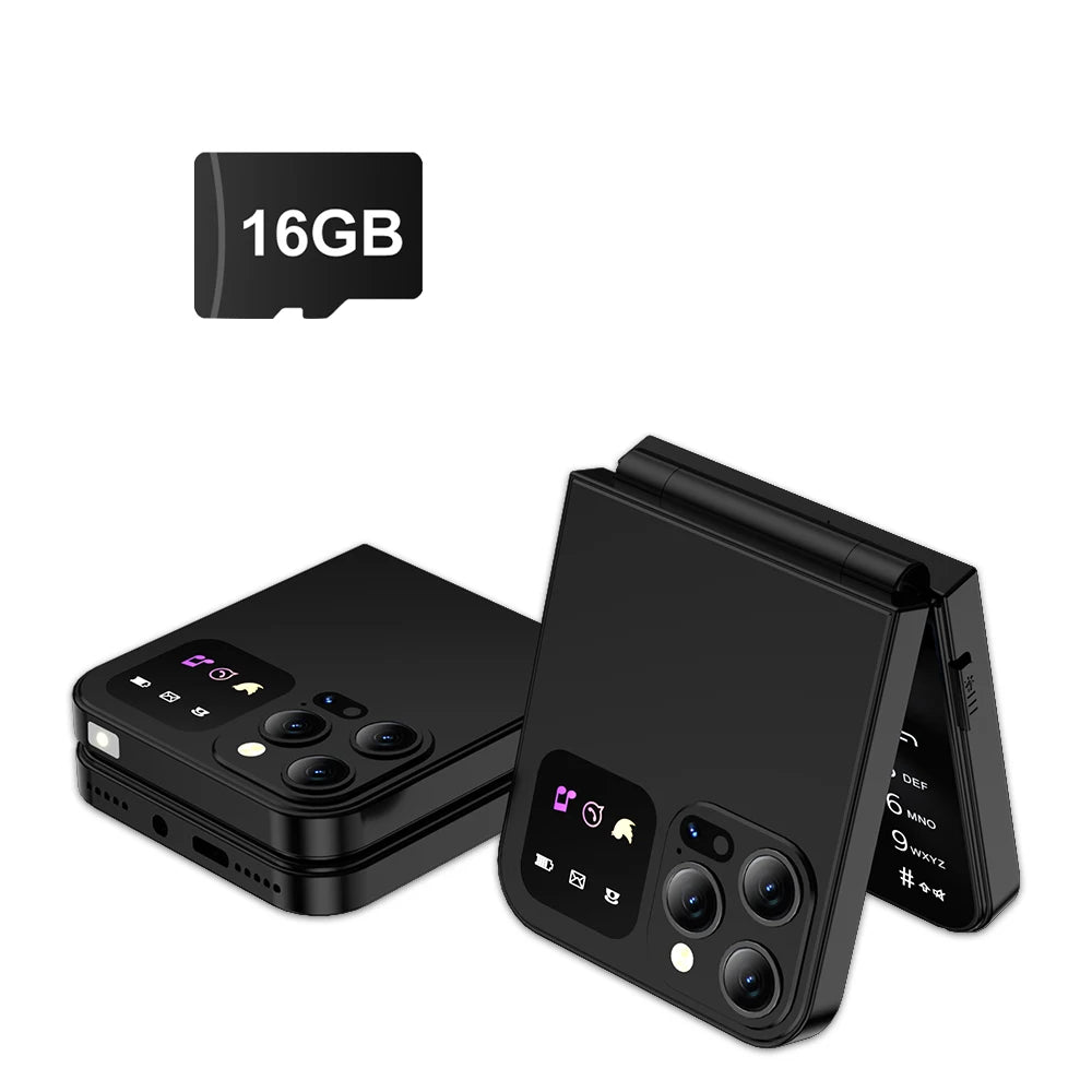 SERVO A50 Pro Flip Phone Dual SIM Card GSM Electric Torch Automatic Call Recording 2.4 Inch Screen Foldable Mobile Phones Type-C