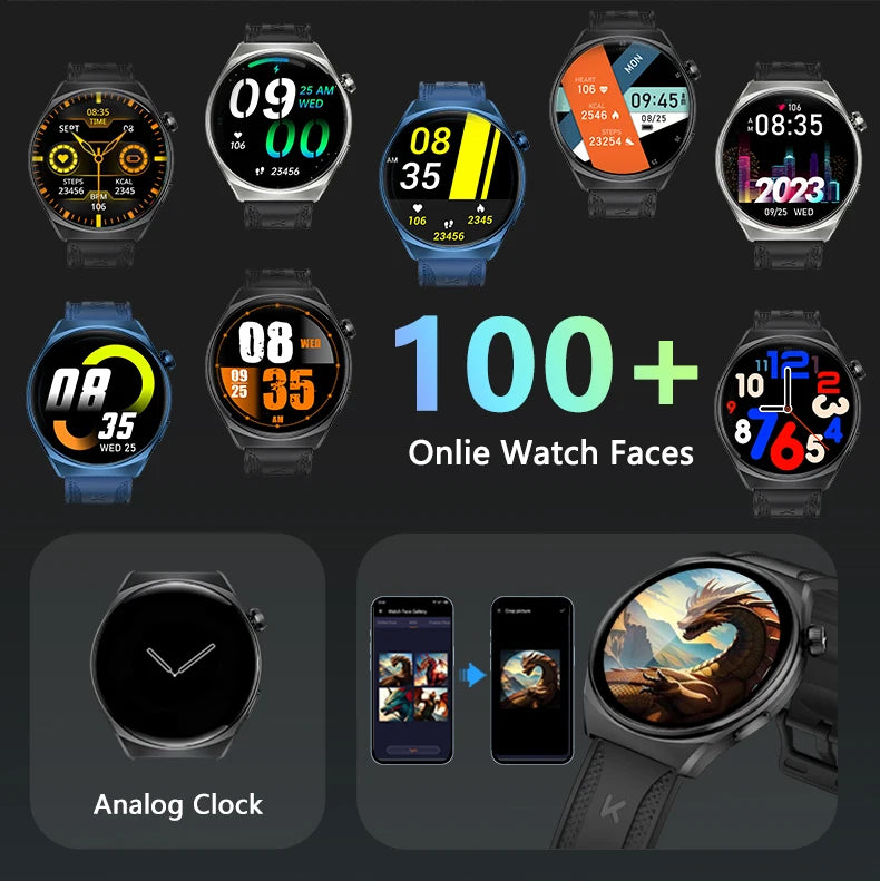 KUMI GW6 Smart Watch Men, 1.43" AMOLED Display, ChatGPT AI Assistant, Bluetooth Call, IP68 Waterproof Fitness Tracker