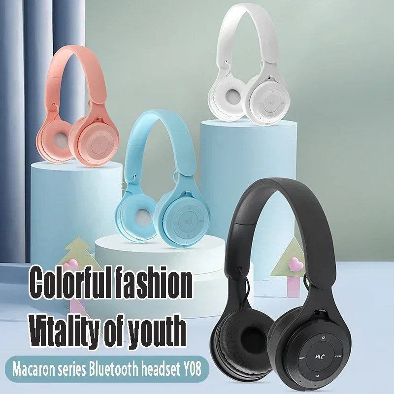 Stereo Y08 Headset 5.3 Bluetooth Headset Folding Wireless Sports Earphone Gaming Headsets Over-ear Headphones for Android ios