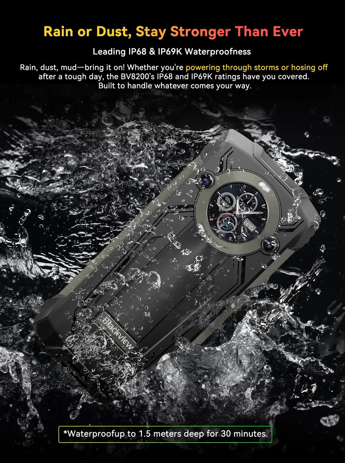 【World premiere】Blackview BV8200  Rugged phone 6.5" 2.4K 120Hz Display Helio G100 12GB 256GB NFC Flashlight Android 14 CellPhone