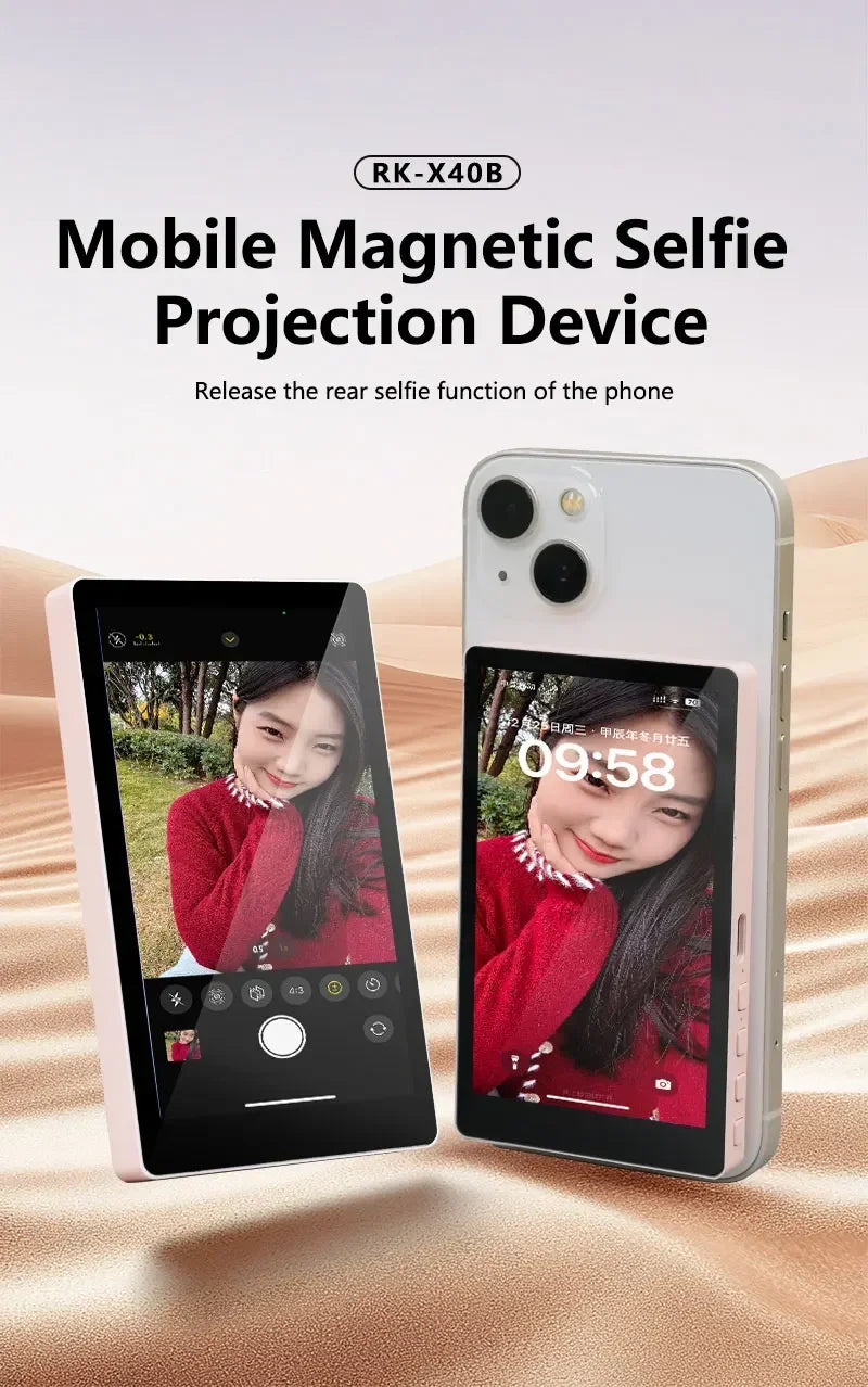 Smartphone Wireless Magnetic Monitor Screen For Smartphone Vlog Live Stream Video Recording Screen Phone Rear Camera Selfie