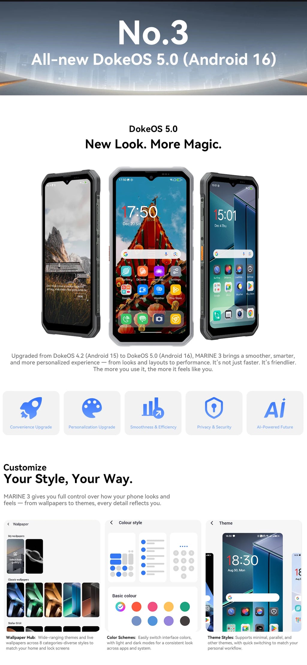 Blackview OSCAL MARINE 3 Rugged Smartphone 6.56" HD 90Hz Display Helio G81 13MP+16MP Camera 5000mAh Battery Android 16 Mobile