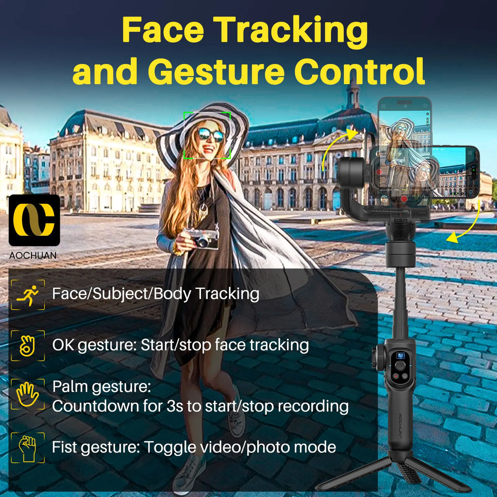 AOCHUAN Smart S2 Smartphone Gimbal Stabilizer with microphone Professional 3-axis Stabilizer For ipohne and Android Smartphone