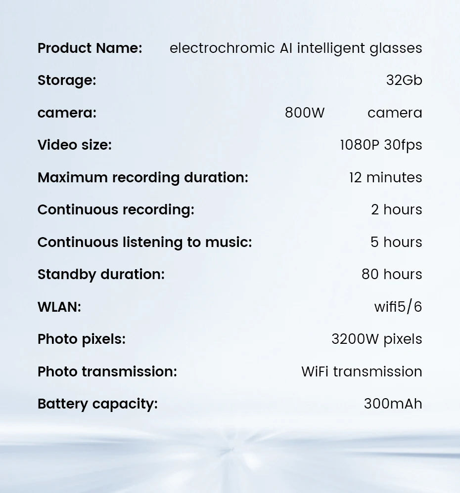 2026 Smart Glasses HD Photo Video OpenAI Record Translation Touch Photochromic Lenses Bluetooth Call Music Multifunction Glasses