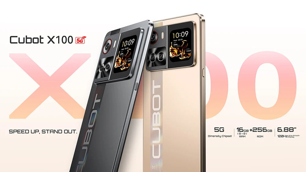 Smartphone 5G Cubot X100, Android 15, Dimensity 7025, 6nm, 2.5GHz,6.88-inch Screen,16GB(8+8),256GB, 64MP Camera, 5100mAh Battery