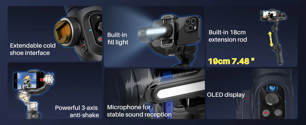 AOCHUAN Smart S2 Smartphone Gimbal Stabilizer with microphone Professional 3-axis Stabilizer For ipohne and Android Smartphone