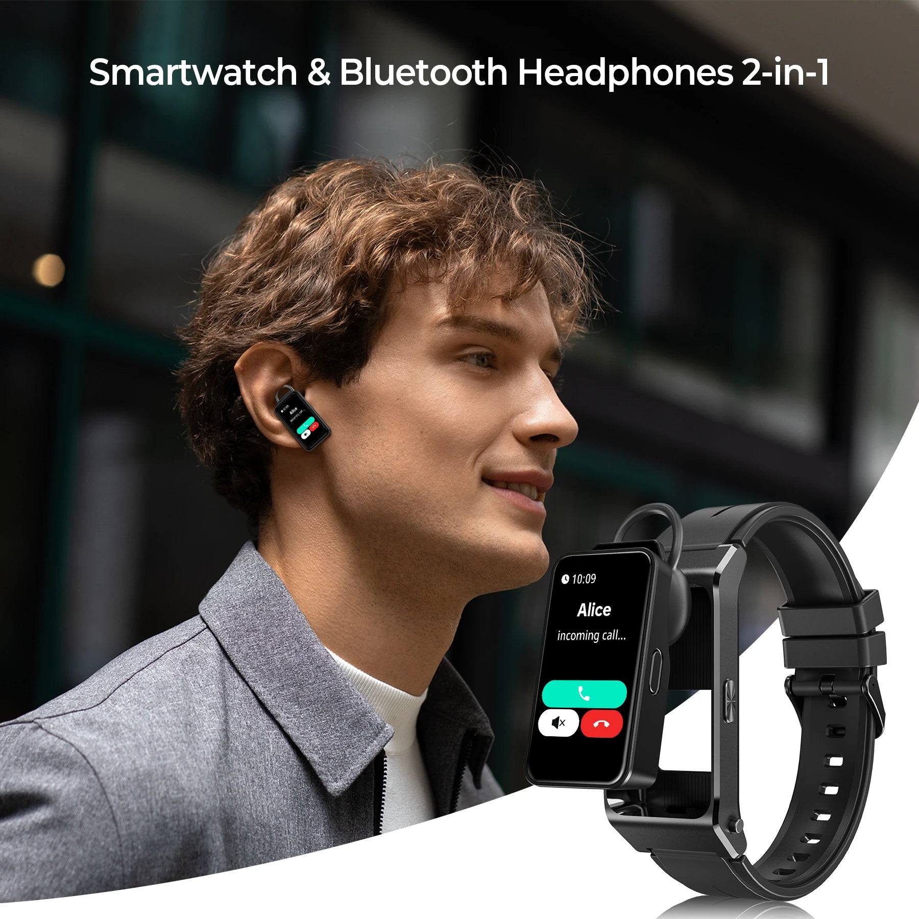 OUKITEL BT11 Smartwatch Bluetooth Headset 2-in-1, 24h Health Monitoring, 1.47" AMOLED Display, Waterproof Sports Fitness Watch