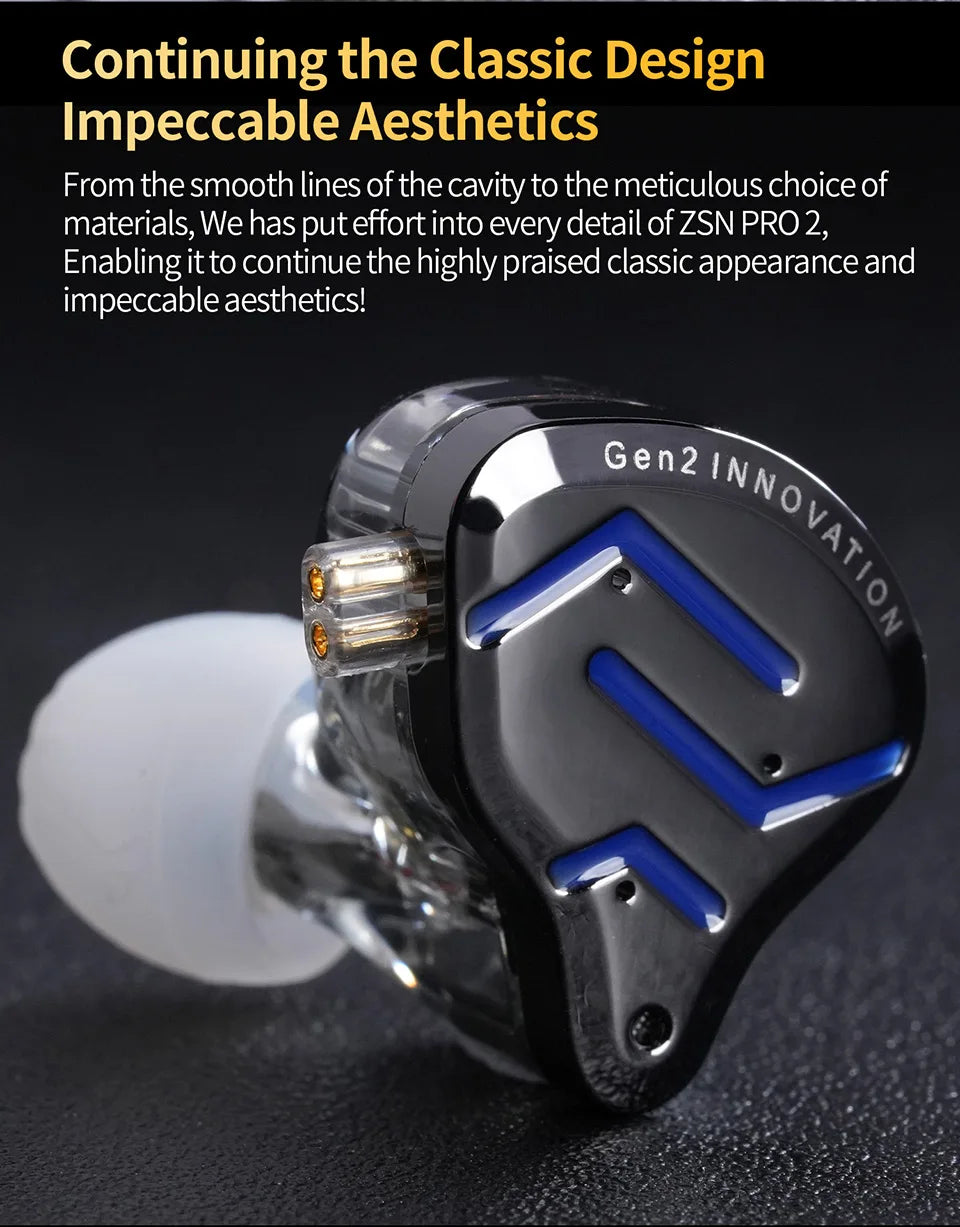 KZ ZSN Pro 2 Hybrid Drive 1BA+1DD In Ear Metal Earphones HIFI Bass Headset Monitor Earbuds Sport Noise Cancelling Headphone