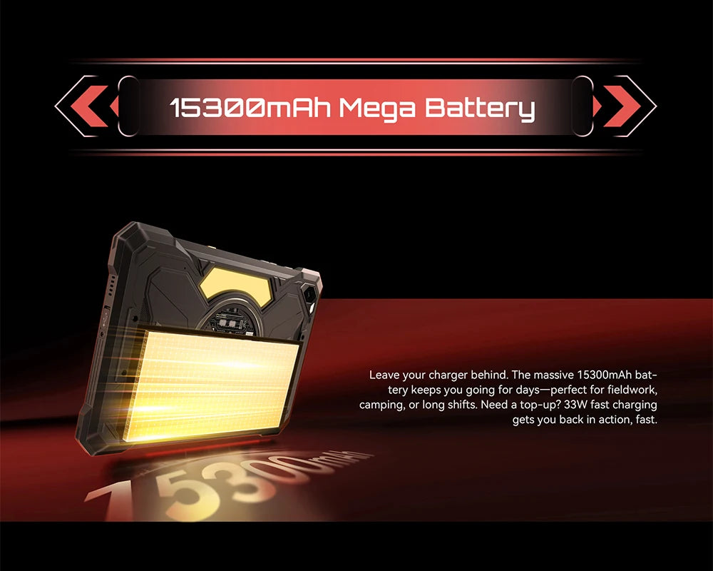 Tablet Android 15 Cubot TAB KingKong S, 15300 mAh Battery, 16GB(6+10), 256GB, 10.1-Inch 90Hz Display, Camping Light, 48MP Camera