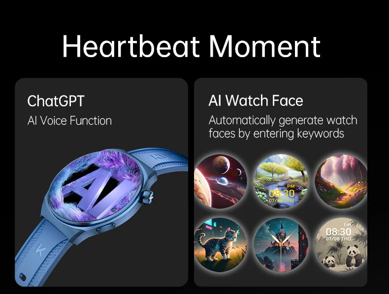 KUMI GW6 Smart Watch Men, 1.43" AMOLED Display, ChatGPT AI Assistant, Bluetooth Call, IP68 Waterproof Fitness Tracker