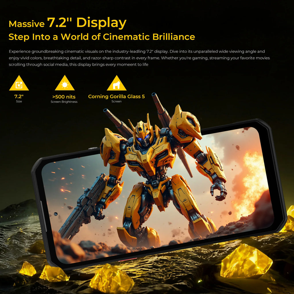 OUKITEL WP60 5G NFC Smartphone 10000mAh 48GB(16+32) +512GB, MTK 7025 Android 15 Rugged Phone, 108MP Camera, 120Hz