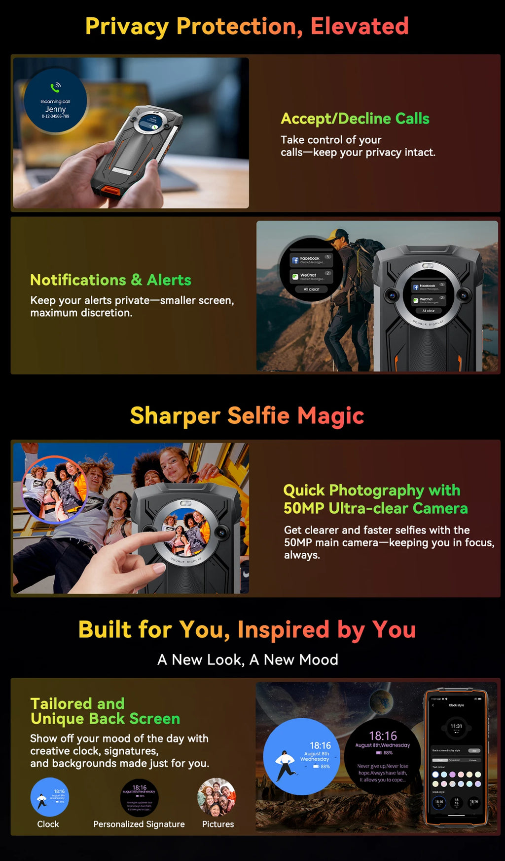 【World premiere】Blackview BV8200  Rugged phone 6.5" 2.4K 120Hz Display Helio G100 12GB 256GB NFC Flashlight Android 14 CellPhone