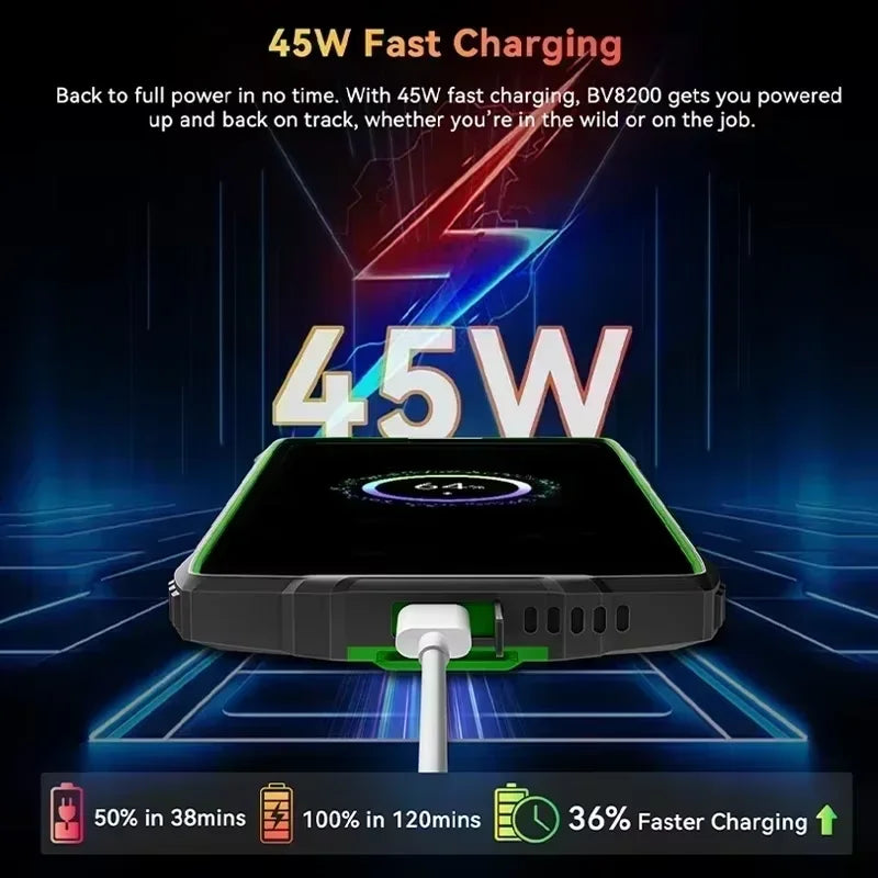 【World premiere】Blackview BV8200  Rugged phone 6.5" 2.4K 120Hz Display Helio G100 12GB 256GB NFC Flashlight Android 14 CellPhone