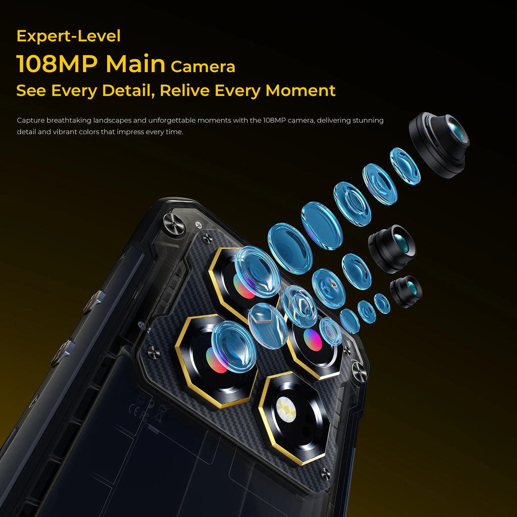 OUKITEL WP60 5G NFC Smartphone 10000mAh 48GB(16+32) +512GB, MTK 7025 Android 15 Rugged Phone, 108MP Camera, 120Hz