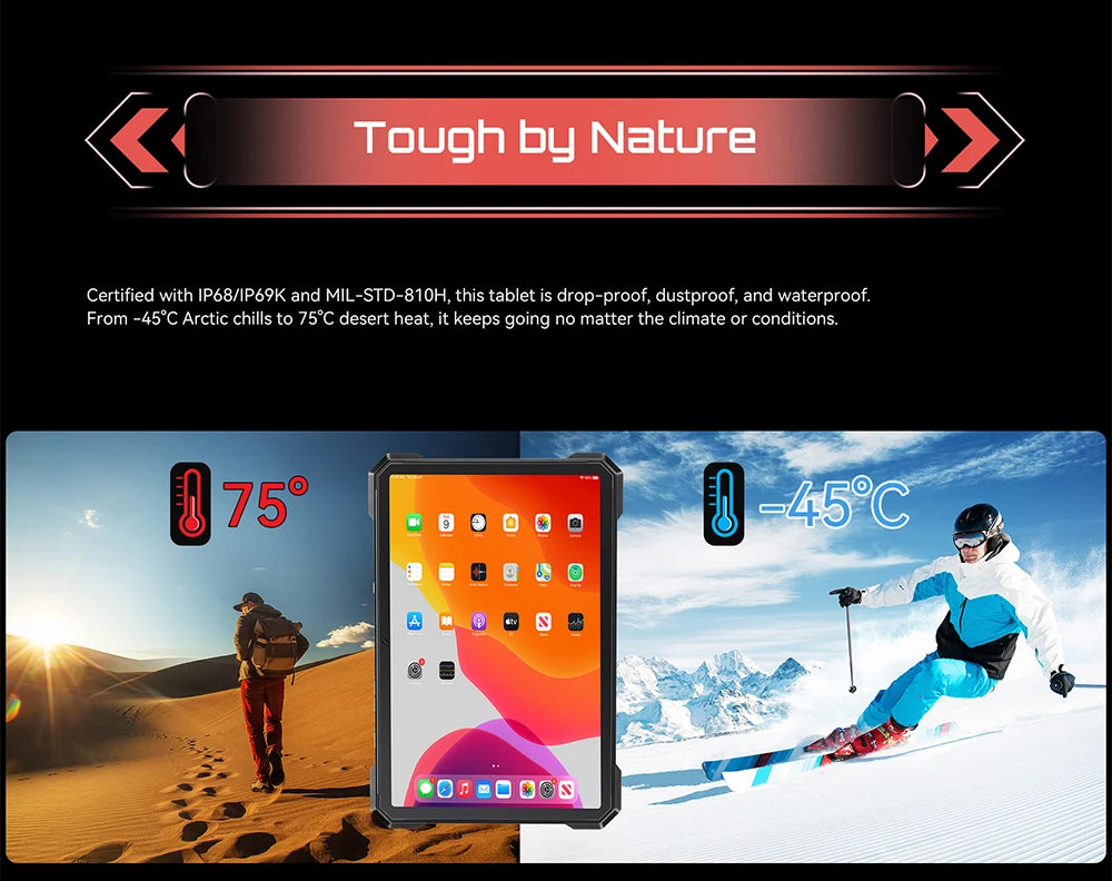 Tablet Android 15 Cubot TAB KingKong S, 15300 mAh Battery, 16GB(6+10), 256GB, 10.1-Inch 90Hz Display, Camping Light, 48MP Camera