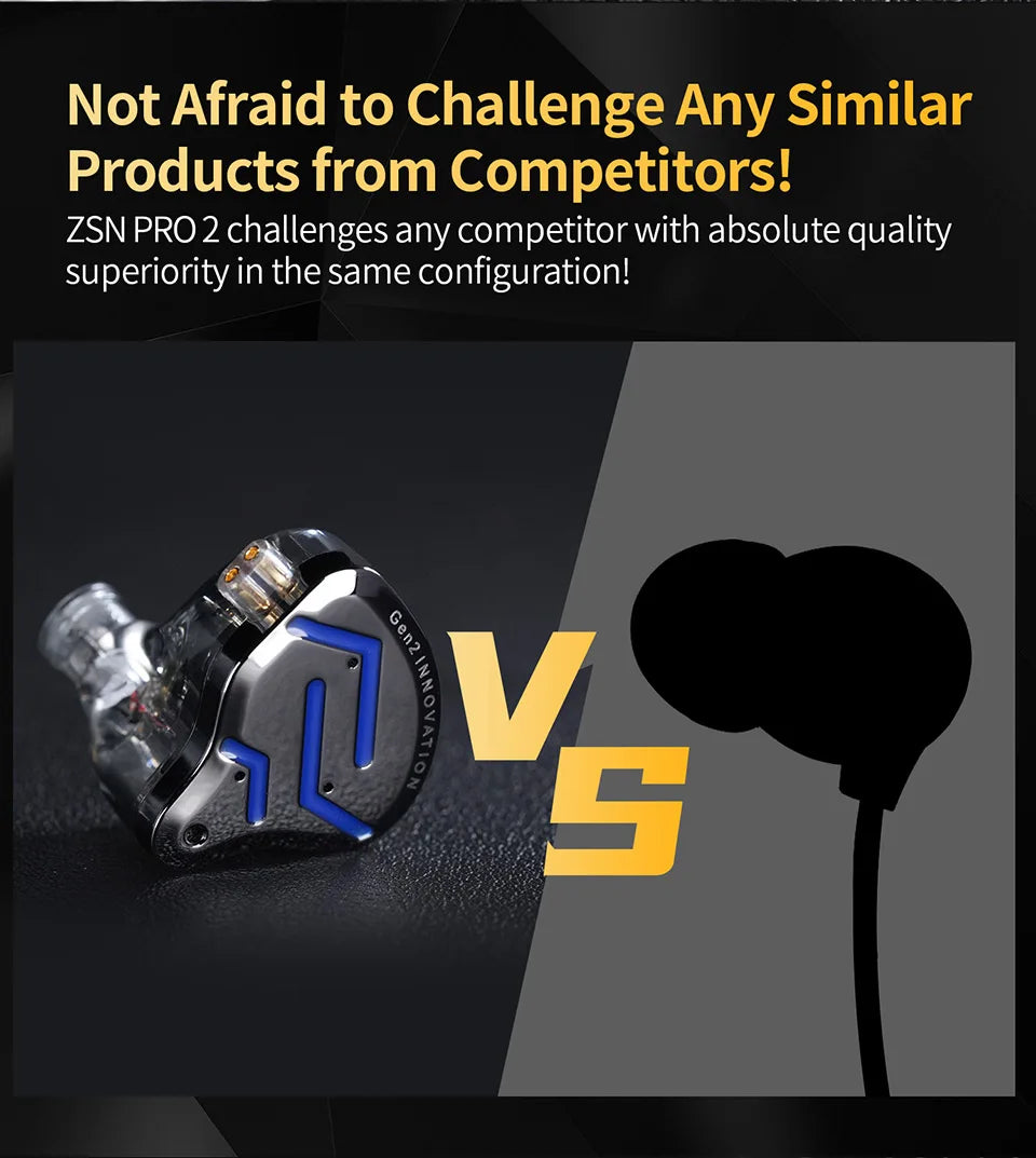 KZ ZSN Pro 2 Hybrid Drive 1BA+1DD In Ear Metal Earphones HIFI Bass Headset Monitor Earbuds Sport Noise Cancelling Headphone