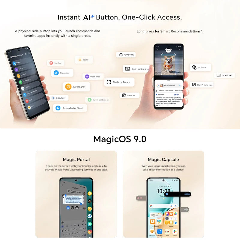 Original Global Version HONOR X7d 4G 8GB+256GB 6.77'' TFTLCD Screen 108M Main Camera 6500mAh 35W SuperCharge MagicOS 9.0