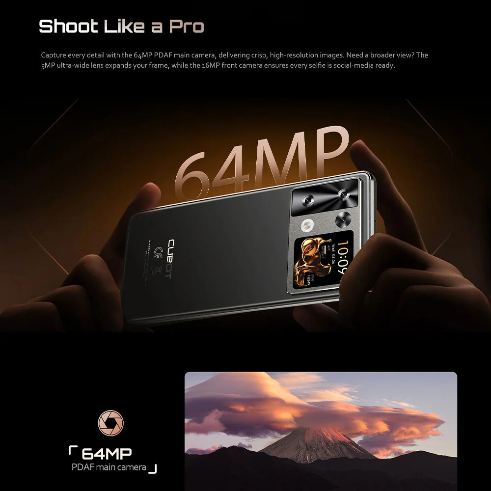 Cubot P90 4G Smartphone Helio G100 Octa-core 24GB+256GB 6.88-Inch 120Hz Display 5100mAh Battery 64MP Camera Android 15 Phone