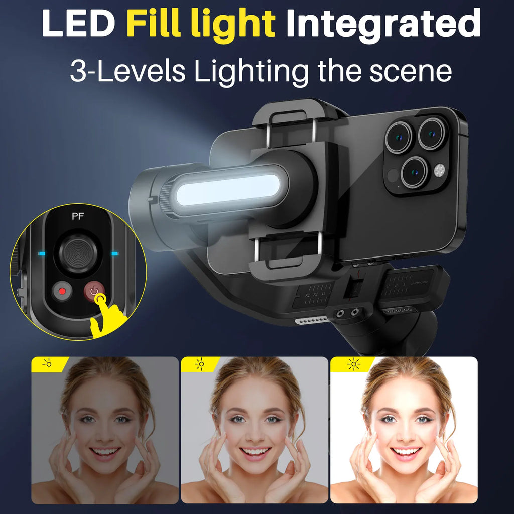 AOCHUAN Smart S2 Smartphone Gimbal Stabilizer with microphone Professional 3-axis Stabilizer For ipohne and Android Smartphone